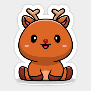 Cute Baby Deer Cartoon Vector Icon Illustration Sticker